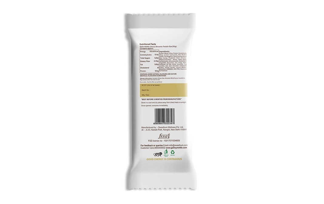 Mettle Choco Brownie Protein Bar    Pack  10 grams